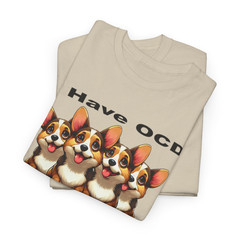 DigiPups Corgi Puppy Dogs OCD Obsessive Corgi Disorder Light Brown T Shirt S-5X