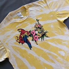 Vtg 1990s Macaw Parrot T Shirt Mens XL Yellow Acid Wash Dye Bird Animals 90s