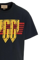 GUCCI Rock Studded Logo-print Cotton Faded Black Tshirt NWT Retail Price:950$+