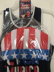 Spirit Of America Patriotic 2-Piece Set Shirt & Foam Top Hat Size L 42/44