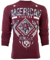 American Fighter Mens Long Sleeve Shirt LANDER Burgundy Premium S-3XL