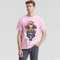 Santa Claus Motorcycle Christmas Mens T-Shirt Holiday Graphic Tee