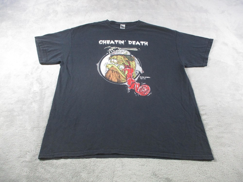 Cheatin’ Death Shirt Mens XL Black Gildan Hijinx Apparel Horror Graphic Tee