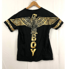 Boy London Black T-Shirt XS Men’s Gold Accent Bird Short Sleeve Logo Embroidered