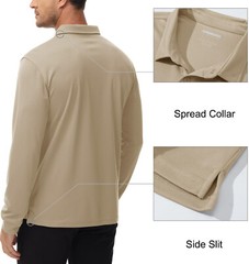 Mens Golf Polo Shirts Long Sleeve Athletic Quick Dry T-Shirts Casual Pocket Tops