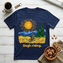 Funny Van Gogh Riding Bicycle Cycling Art Lover Unisex T-Shirt