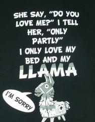 I Only Love my Bed and My Llama T-Shirt Shirt Size L Black Large USA Seller