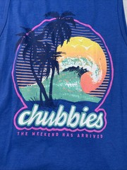 Chubbies Mens Tank Top Size XXL Blue The Weekend Has Arrived Palm Trees