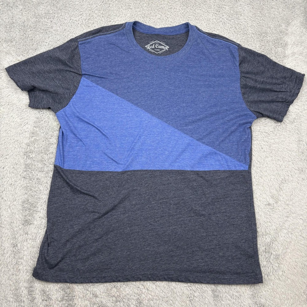 Red Camel Shirt Mens XL Gray Blue Colorblock Crew Neck Casual Soft Tee
