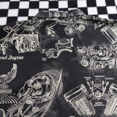 Vintage Harley Davison biker Hawaiian style all over print button up Shirt 2XL