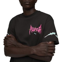 PUMA Hoops X Rick And Morty Crew Neck Short Sleeve T-Shirt Mens Black Casual To