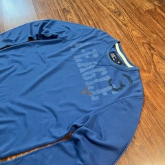Y2K American Eagle Waffle Shirt Size XL Blue Long Sleeve Thermal Waffle Knit Tee