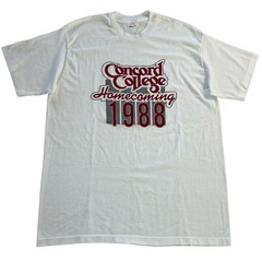 Vintage 80s Concord College Homecoming 1988 T-Shirt Single Stitch White Men’s XL