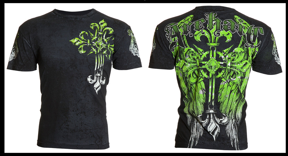 ARCHAIC by AFFLICTION Black WRETCH Wings Short Sleeve Slim Fit T-shirt