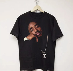 Tupac 2 Pac basic black reprint short sleeve T-shirt