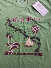 Nwt U.S. VINTAGE t-shirt Key West FL Map XL Apple Green