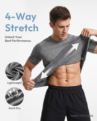 Workout Shirts for Men Short Sleeve Quick Dry Athletic Gym Active T Shirt Moi…
