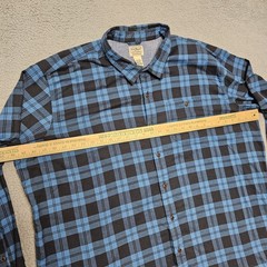 LL Bean Flannel Shirt Men’s 3XLT Blue Plaid Button Up Shirt #513682 Untucked Fit