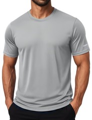 Mens Short Sleeve Shirts Dry Fit Workout Athletic Running Gym Shirt UPF50+ Su…