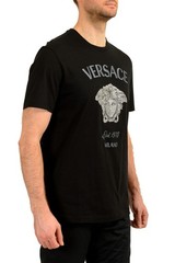 Versace Men’s Strass Logo Embroidered Crewneck Short Sleeve T-Shirt US 2XL IT 56