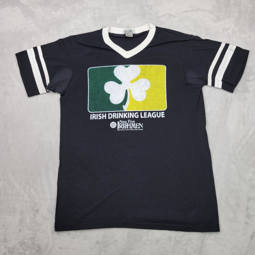 New York Las Vegas Shirt Mens Medium Black Ringer Nine Fiene Irishmen Pub League