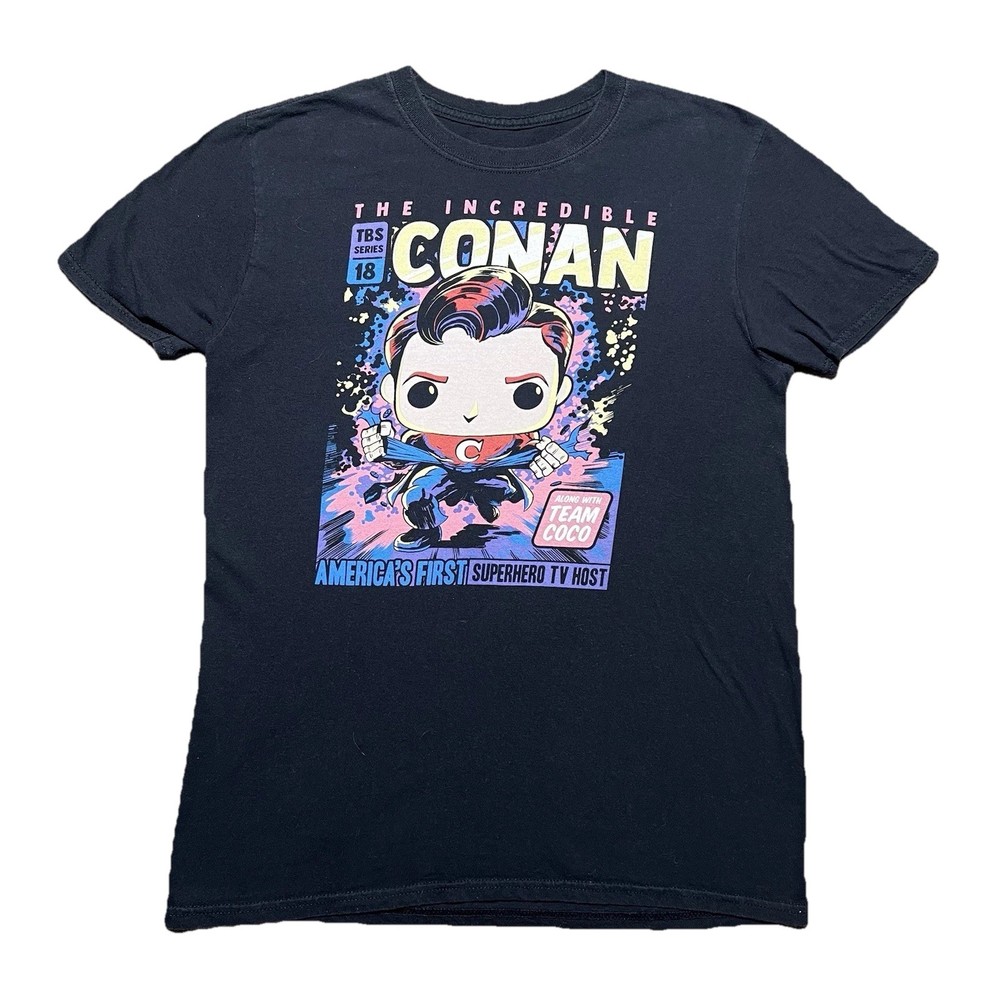 Funko Pop T Shirt Mens M Black 2018 Incredible Conan Superhero TV Host Graphic