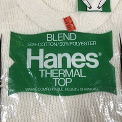 NEW 70s Hanes Winter Thermal Underwear Knit Top LS Small 34/36 USA Vintage NOS