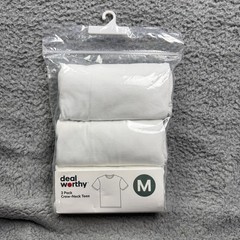 Deal Worthy Shirt Mens Medium White 3 Pack Crew Neck Tees Undershirts Multipack