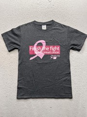 Breast Cancer Awareness Finish the Fight Jerzees Men’s Small Gray T-Shirt