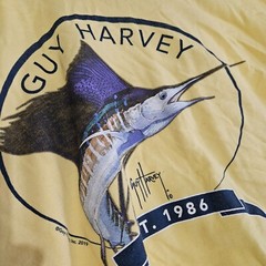 VTG Guy Harvey Original Fish Shirt XL Yellow Single Pocket USA Graphic Print