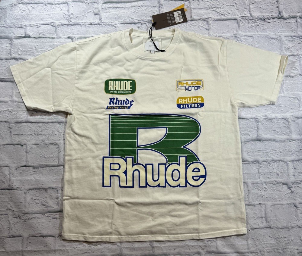 Rhude Roadway Racing Vintage White S/S T-Shirt Oversized Medium *New with Tags*