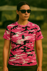 Army T Shirt US Combat Military Style Red Orange Yellow Pink Purple Bright Camo