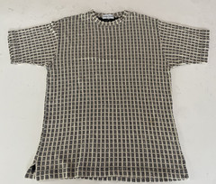 VTG Giorgio Danieli Mens Knit Shirt Small Textured Black Gold Blocks Italy Made