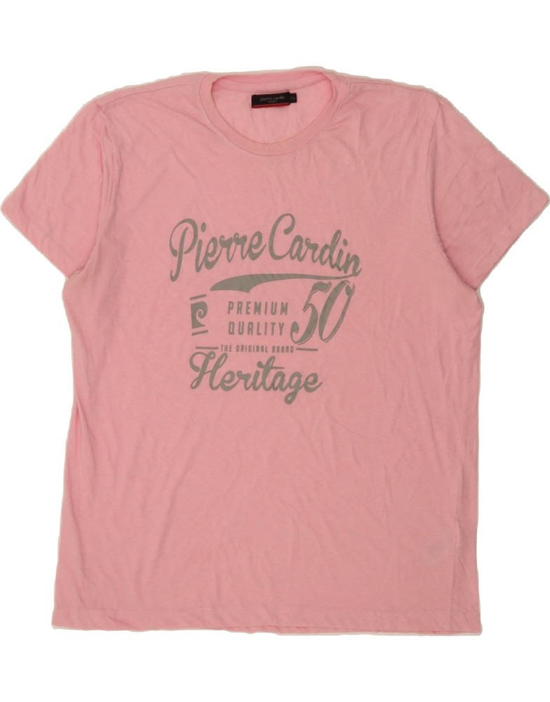 PIERRE CARDIN Mens Graphic T-Shirt Top 2XL Pink Polyester AN05