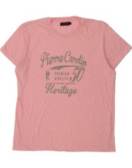 PIERRE CARDIN Mens Graphic T-Shirt Top 2XL Pink Polyester AN05