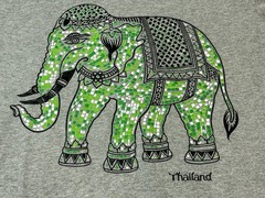 Elephant Thailand T Shirt Adult M Gray Graphic Tee 100 Percent Cotton Reg Fit