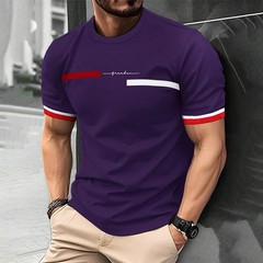 Men’s Elegant Letter Print T-Shirt Casual Fashion Short Sleeve Tee