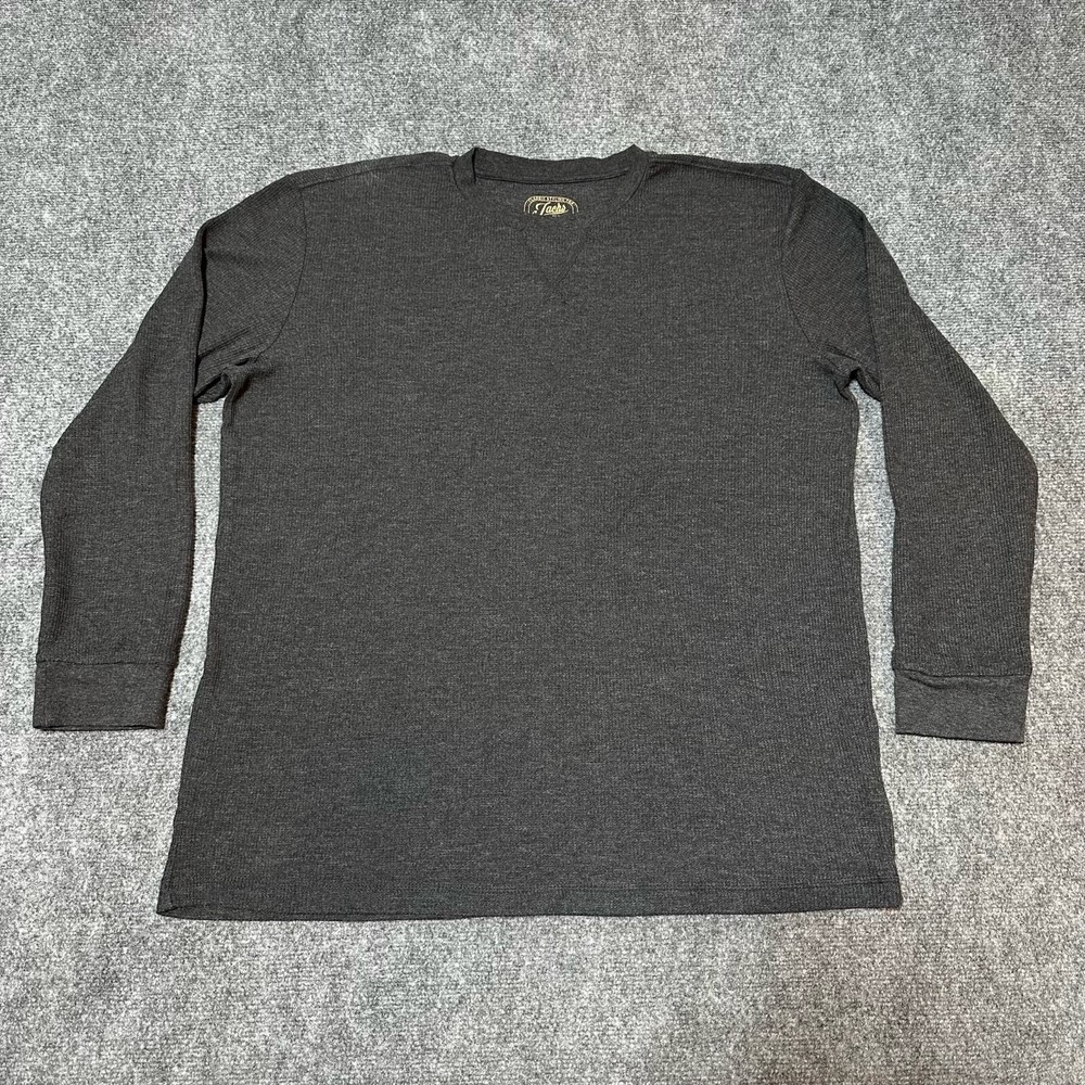 Jachs Shirt Mens XXL Grey Cotton Blend Waffle Knit Long Sleeve Casual