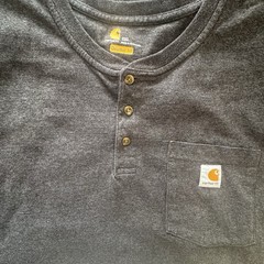 Carhartt Henley Shirt Gray Short Sleeve Orig Fit Mens Size 2XL LOGO