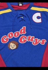 Good Guys Chucky hockey Embroidered Jersey #88 Blue Red Size Large