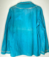 Hand-painted 70s Cotton Long Sleeve Hippy Shirt Deva Industries V-neck 44″ Chest