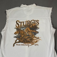 Sturgis Motorcycles Black Hills Rally Vtg 3D Skeleton Horse Tank Top T Shirt 5XL