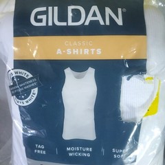 8 – Gildan Mens A-Shirts MEDIUM White Ribbed Cotton Tag Free Moisture Wicking