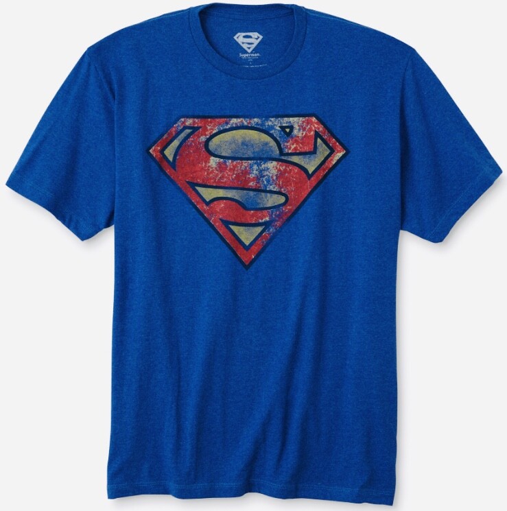 DC Comics Superman Vintage Distressed Symbol Men’s Blue T-Shirt Medium