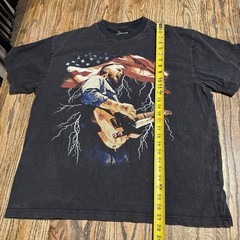 Zach Bryan Tour Merch Shirt Lightening American Flag Size Large Sun-Fade Worn In
