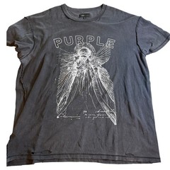 Purple Brand Mens XL Distressed Angel Graphic T-Shirt Faded Black Reverse Seam