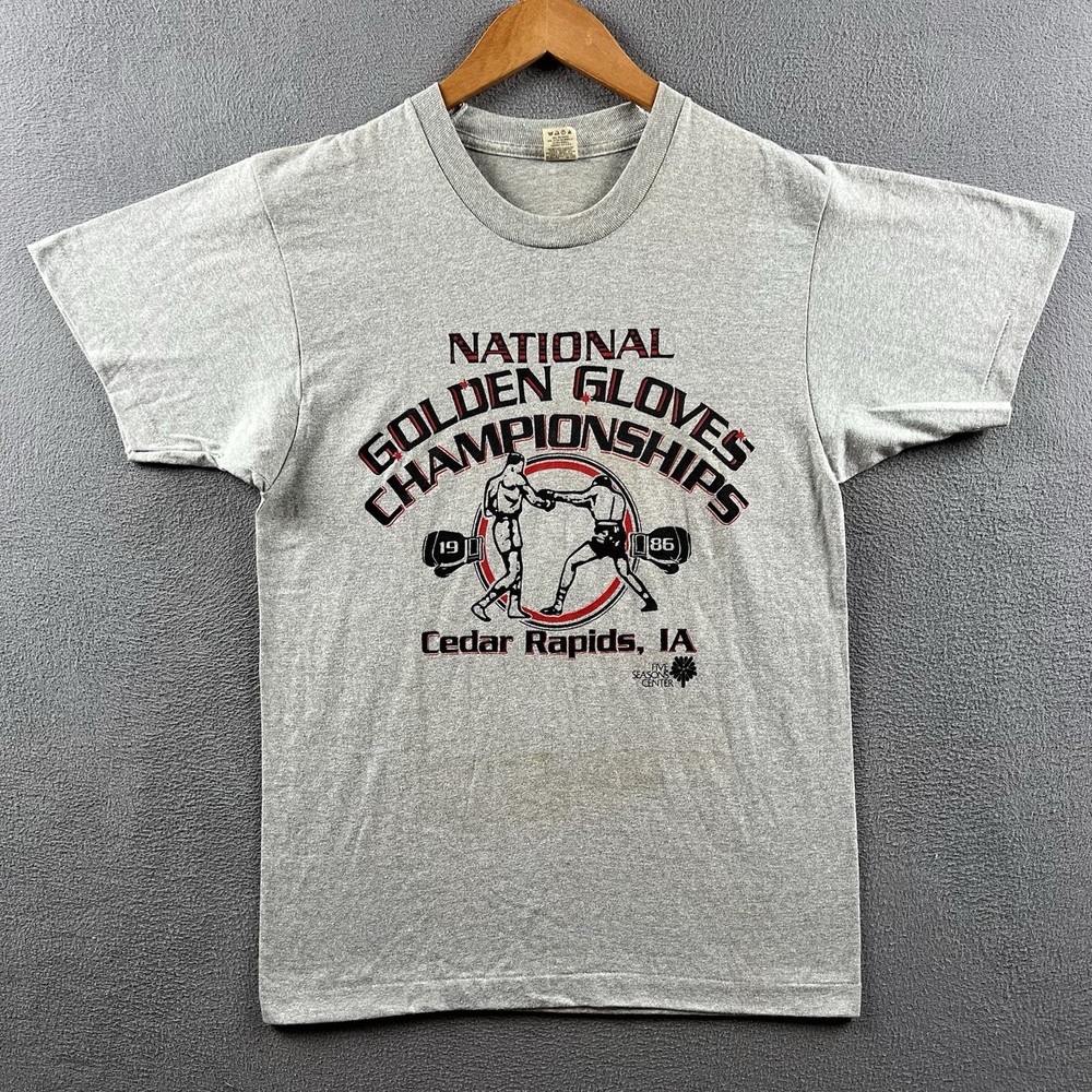 Vintage 80s Boxing Shirt Mens Large Screen Stars Single Stitch Golden Gloves