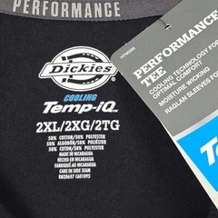 Dickies FAST DRY Shirt Mens 2XL XXL BLACK Cooling Long Sleeve Pocket Tee NWT