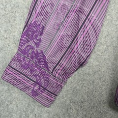 Robert Graham Button Up Shirt Mens 2XL Purple Paisley Floral Flip Cuff Preppy