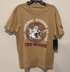 NWT True Religion Men’s Travertine Beige Buddha 100% Cotton T-Shirt Size M